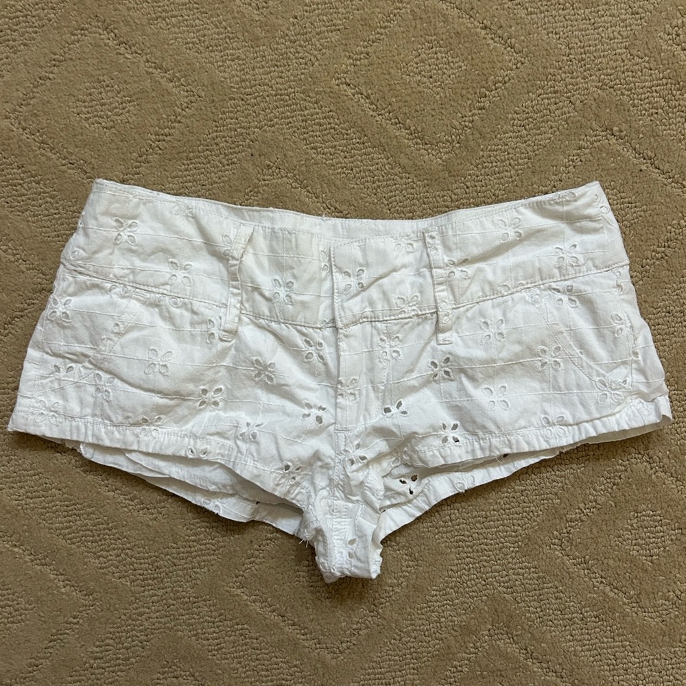 Urban Outfitters White Eyelet Micro Shorts